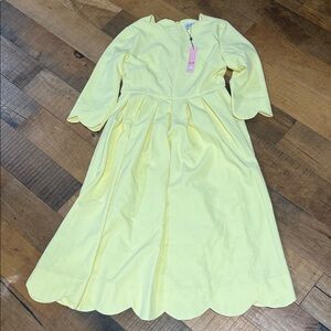 Skirt society Yellow Scalloped Midi Dress